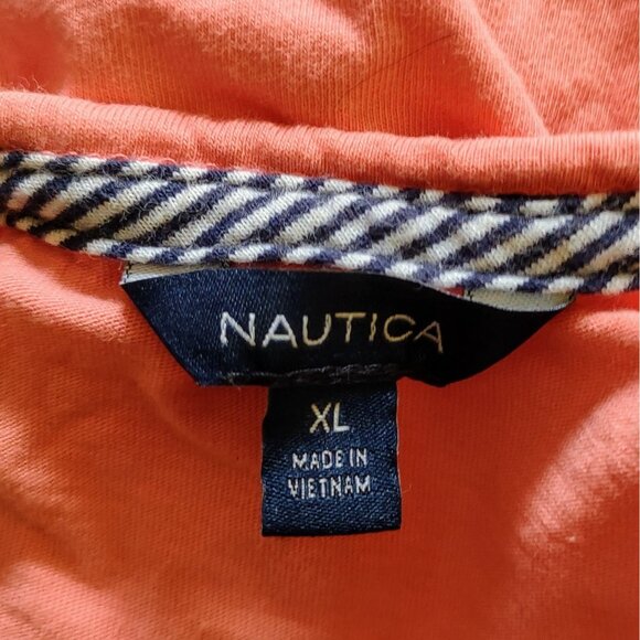 Nautica Knit Top Sugar Coral Womens Size XL Side Tie Logo Keyhole Back - Picture 5 of 6